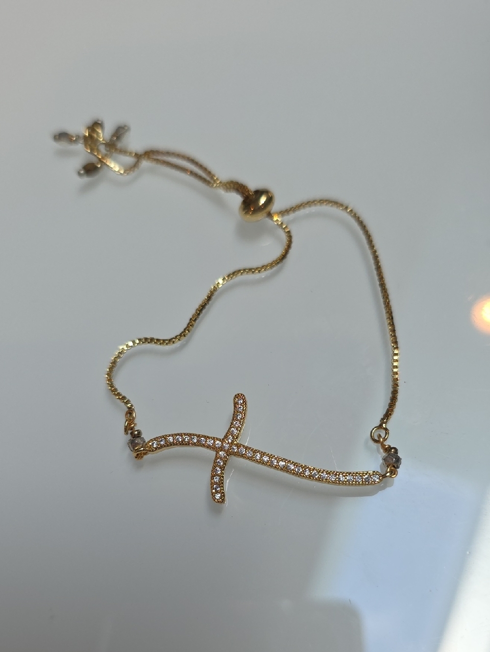 Gold Cross Bracelet with Crystal Accents - Women Jewelry